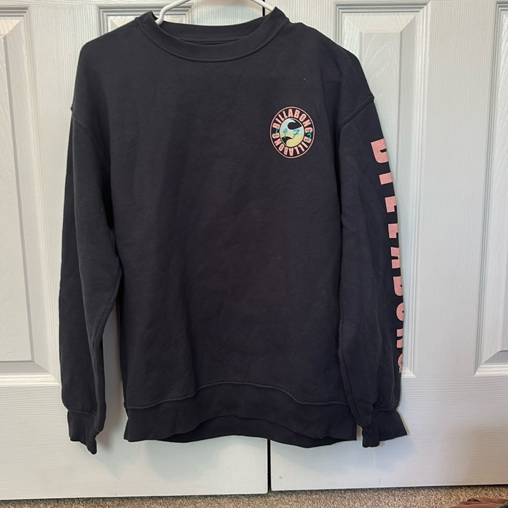 Billabong Black Crewneck Sweatshirt with Pink Logo